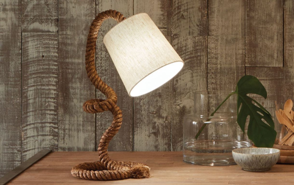 Rope table lamp with linen shade enhancing your decor