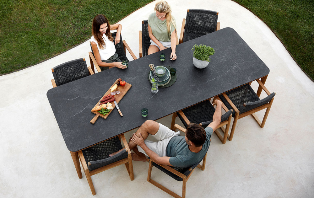 Dark grey marble garden dining set